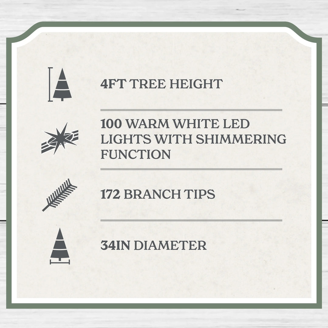 4' Pre-Lit Green Cypress Artificial Christmas Potted Tree with 100 Warm White Twinkle LED Lights, by My Texas House