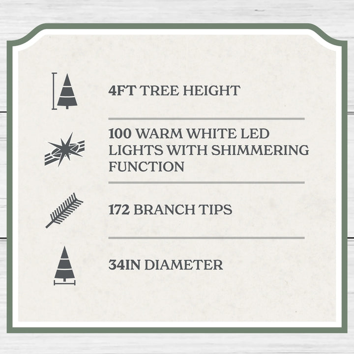 4' Pre-Lit Green Cypress Artificial Christmas Potted Tree with 100 Warm White Twinkle LED Lights, by My Texas House