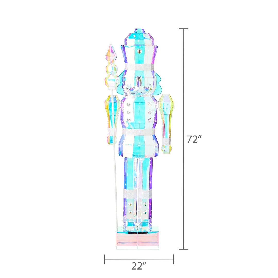 Light-Up Prismatic Nutcracker Indoor/Outdoor Christmas Decoration, Iridescent, 6', by Holiday Time