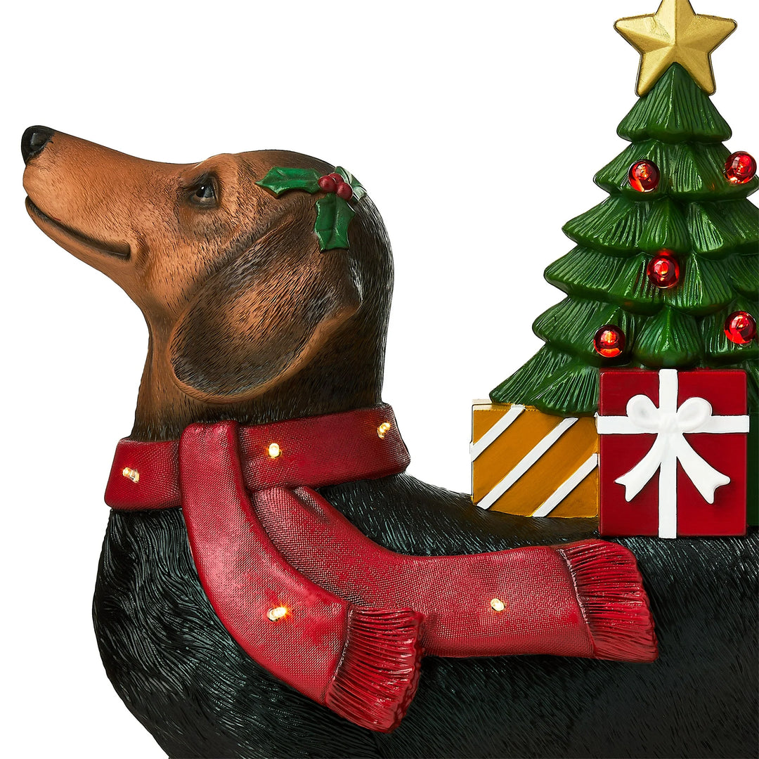 Lighted Blow Mold Dachshund Outdoor Christmas Decoration, Black, 19", by Holiday Time