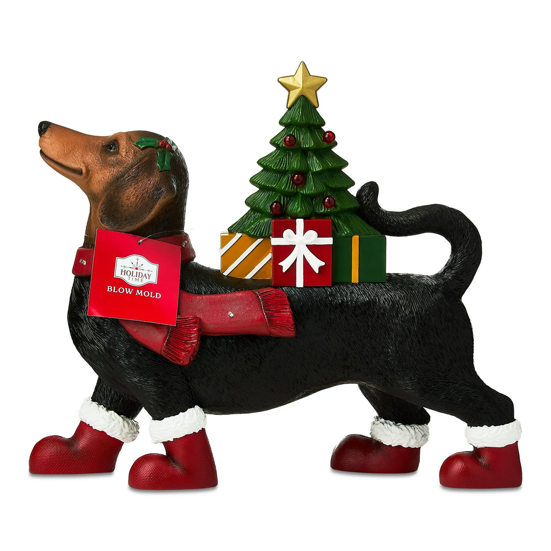 Lighted Blow Mold Dachshund Outdoor Christmas Decoration, Black, 19", by Holiday Time