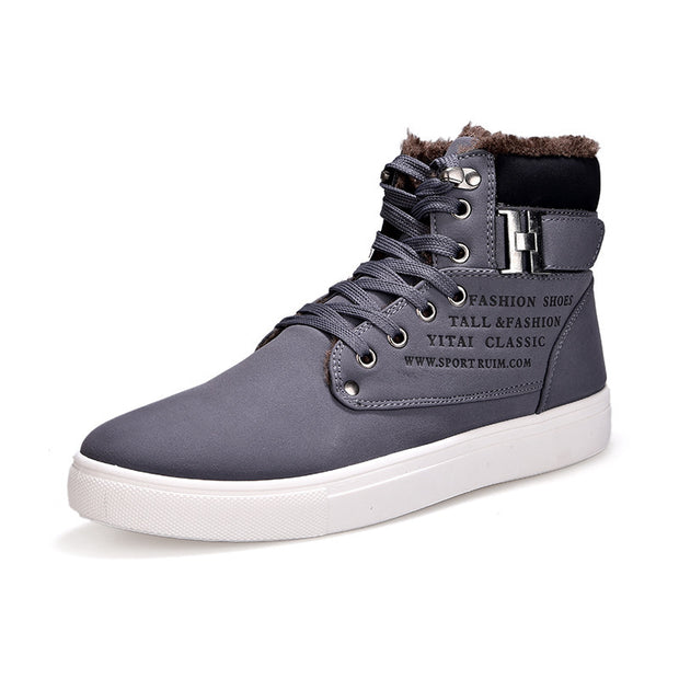 Men's Warm Fur Winter Boots – High Top Canvas Shoes