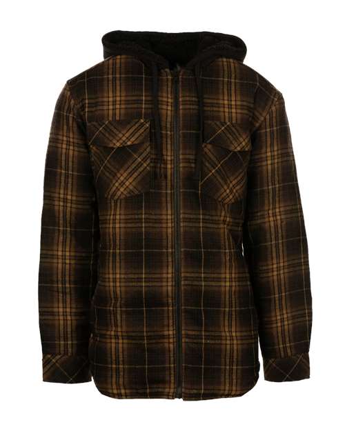 Men’s Quilted Flannel Hooded Jacket with Sherpa-Lined Hood & Nylon Lining Style B8620