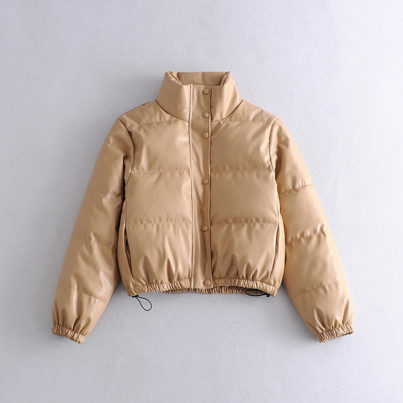 Women's Black PU Parka – Elegant Winter