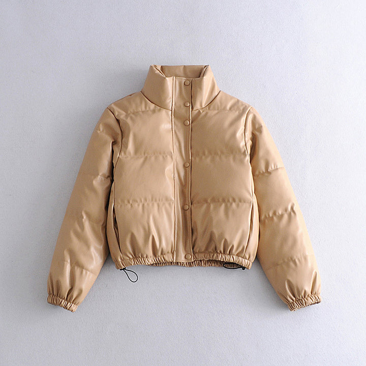 Women's Black PU Parka – Elegant Winter
