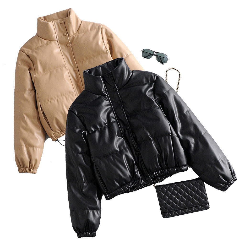 Women's Black PU Parka – Elegant Winter