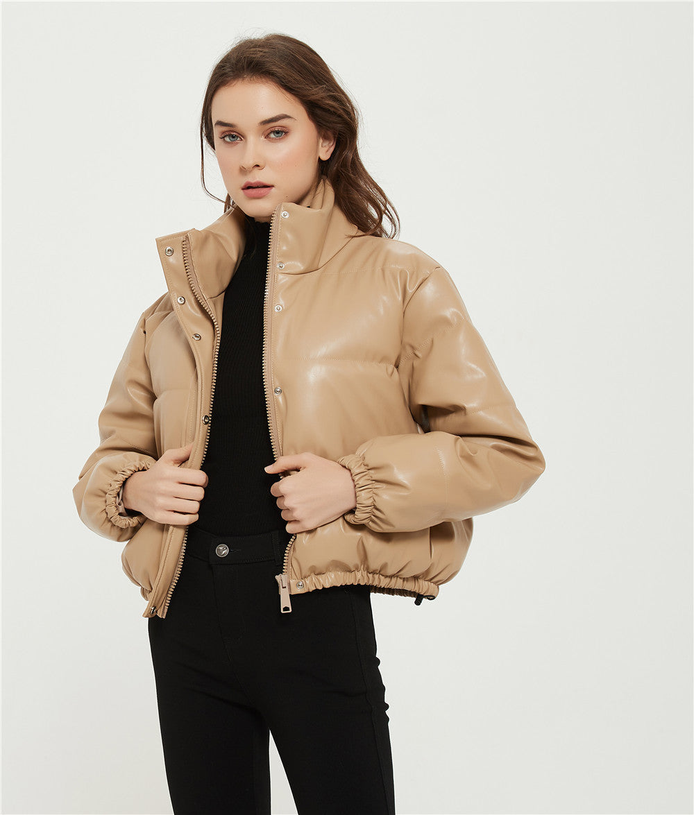 Women's Black PU Parka – Elegant Winter