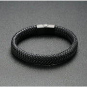 Men’s Black Woven Faux Leather Bracelet