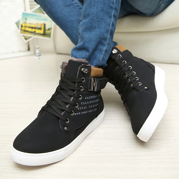 Men's Warm Fur Winter Boots – High Top Canvas Shoes