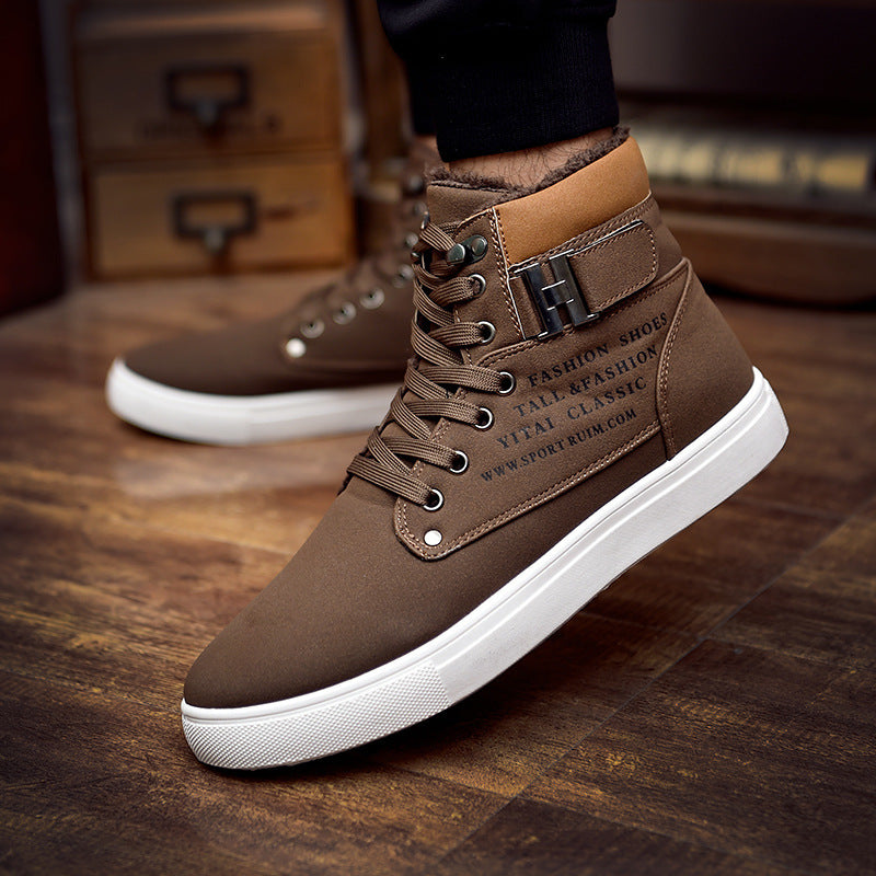 Men's Warm Fur Winter Boots – High Top Canvas Shoes