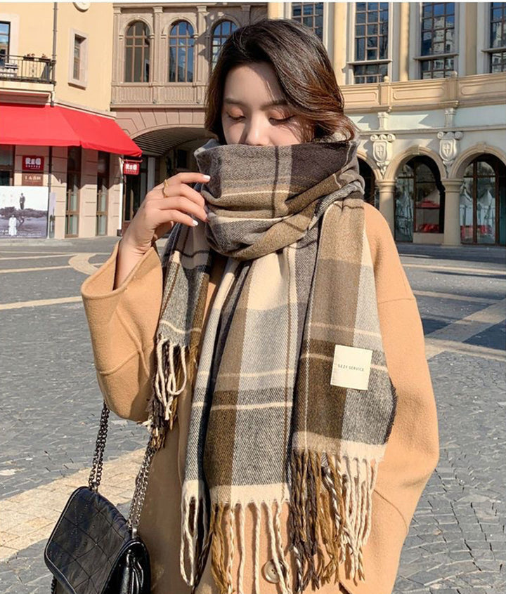 Women's Plaid Winter Scarf – Thick & Warm