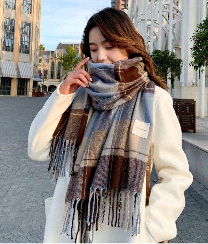 Women's Plaid Winter Scarf – Thick & Warm
