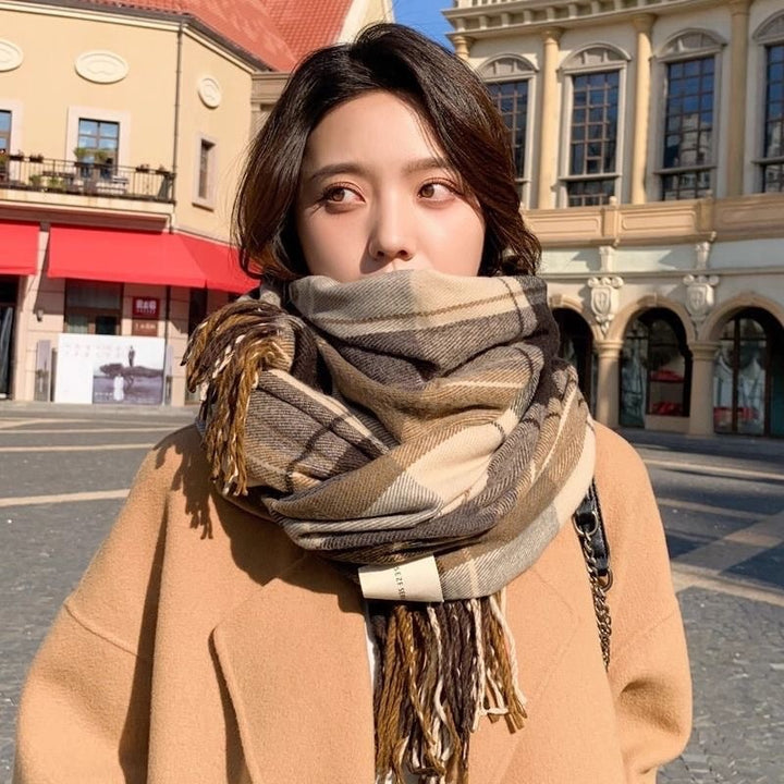 Women's Plaid Winter Scarf – Thick & Warm