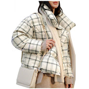 Women's Plaid Parka – Turtleneck Winter Coat