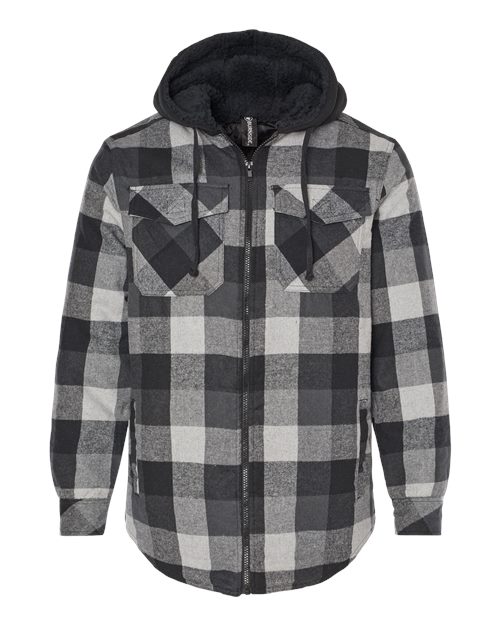 Men’s Quilted Flannel Hooded Jacket with Sherpa-Lined Hood & Nylon Lining Style B8620