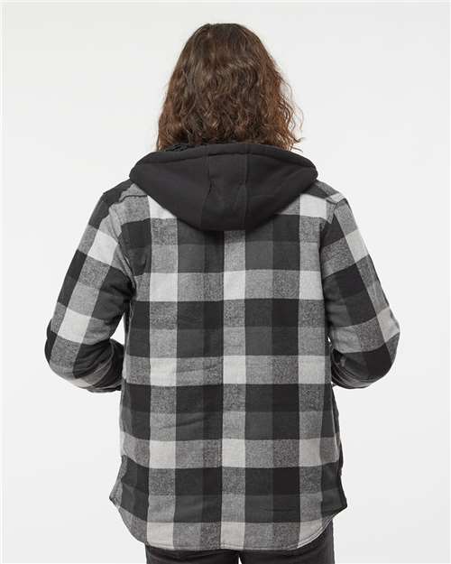 Men’s Quilted Flannel Hooded Jacket with Sherpa-Lined Hood & Nylon Lining Style B8620