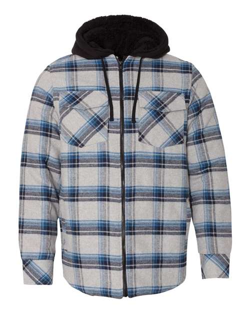 Men’s Quilted Flannel Hooded Jacket with Sherpa-Lined Hood & Nylon Lining Style B8620