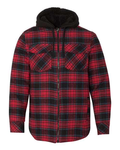 Men’s Quilted Flannel Hooded Jacket with Sherpa-Lined Hood & Nylon Lining Style B8620