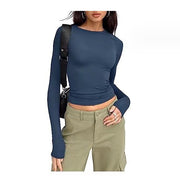 Women's Slim Fit Pullover Shirt – Solid Color