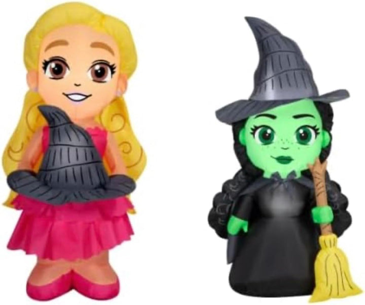 Halloween Air Blown Yard Inflatable Glinda & Elphaba Wicked Characters with LED Lights – Self-Inflating Indoor/Outdoor Decoration, Easy Setup