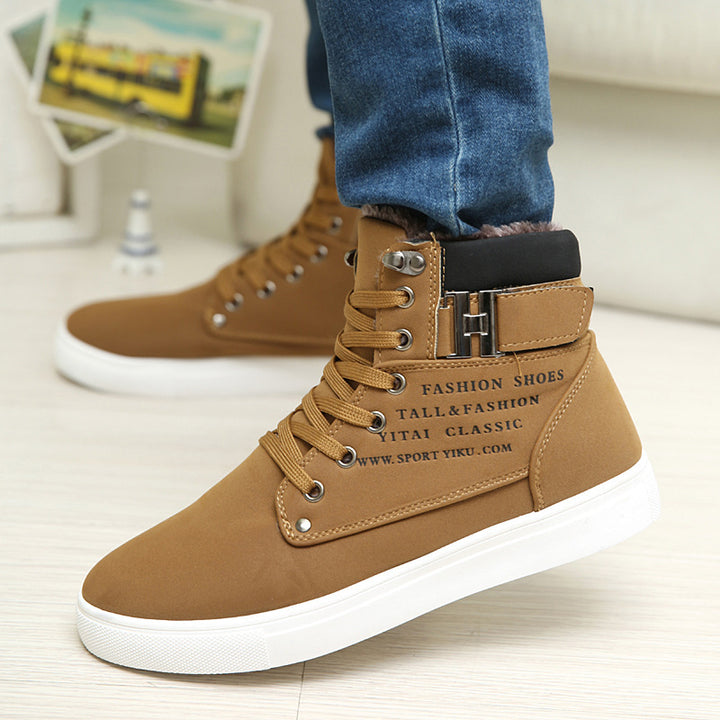 Men's Warm Fur Winter Boots – High Top Canvas Shoes