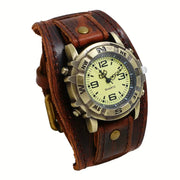 Gothic Punk Wide Leather Cuff Watch