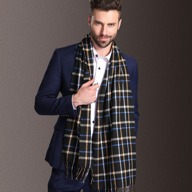 Men's Tartan Shawl – Warm Winter Scarf