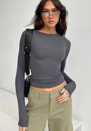 Women's Slim Fit Pullover Shirt – Solid Color