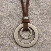 Retro Double Ring Pendant Necklace