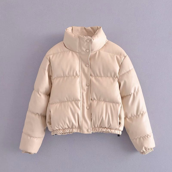 Women's Black PU Parka – Elegant Winter