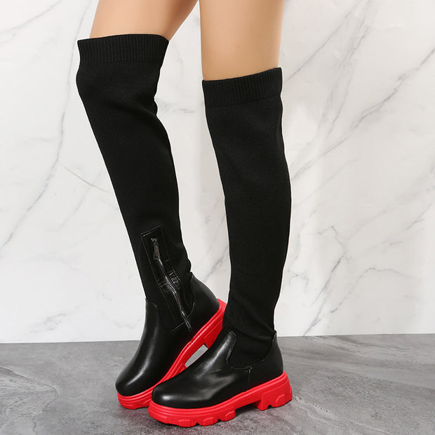 Women's Knee-High Boots – Zipper Winter Style