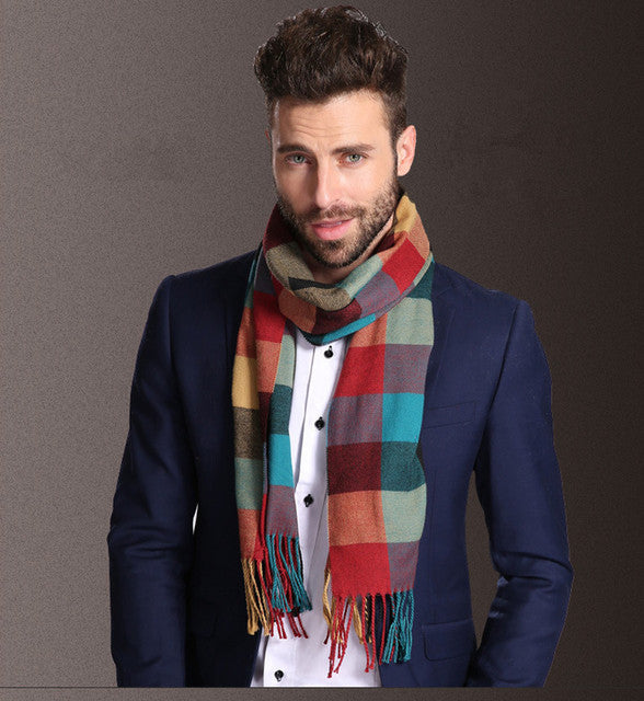 Men's Tartan Shawl – Warm Winter Scarf