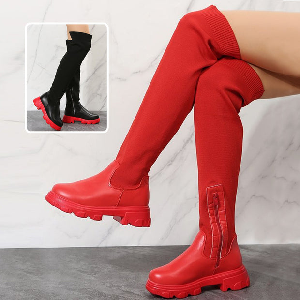 Women's Knee-High Boots – Zipper Winter Style