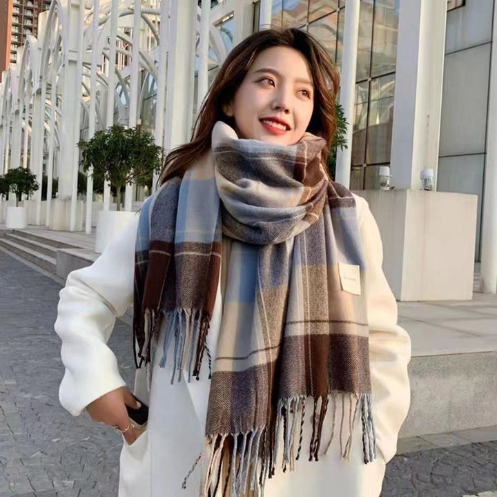 Women's Plaid Winter Scarf – Thick & Warm