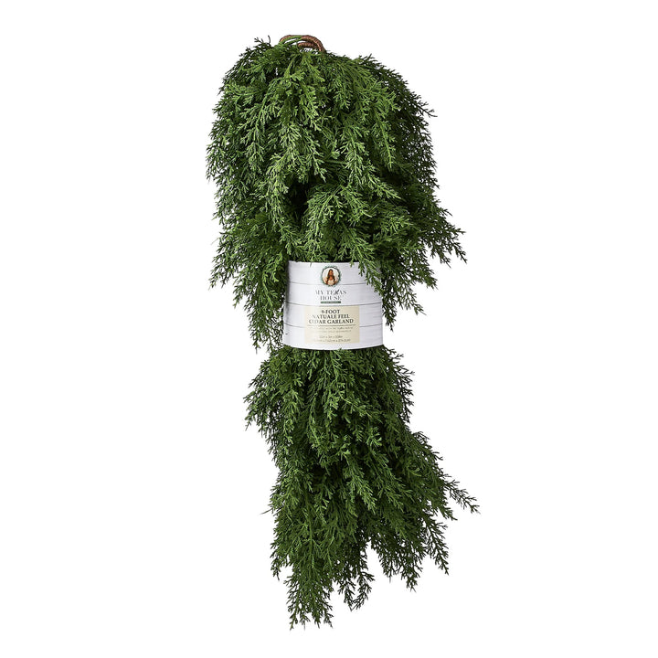 My Texas House 9ft Non-lit Natural Feel Cedar Green Artificial Christmas Garland, Soft PE