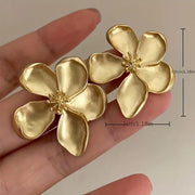 French-Style Golden Flower Earrings