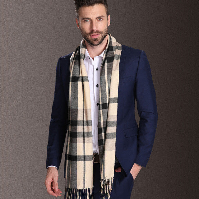 Men's Tartan Shawl – Warm Winter Scarf