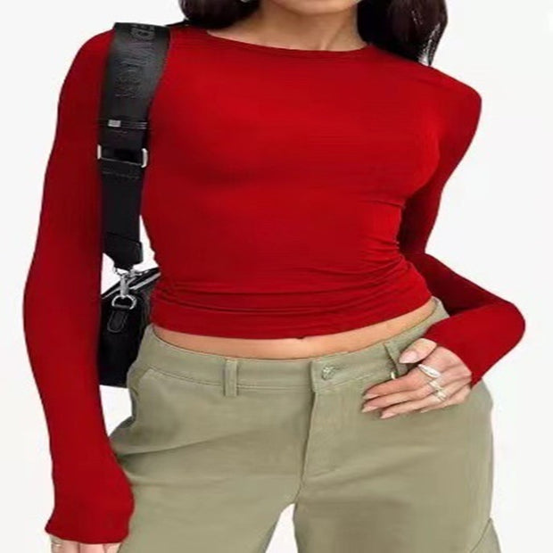 Women's Slim Fit Pullover Shirt – Solid Color