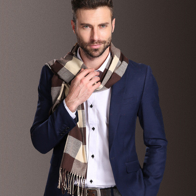 Men's Tartan Shawl – Warm Winter Scarf