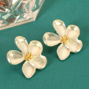 French-Style Golden Flower Earrings