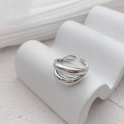 925 Silver Double Layer Ring, Geometric