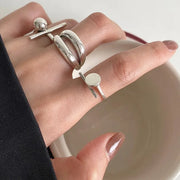 925 Silver Double Layer Ring, Geometric