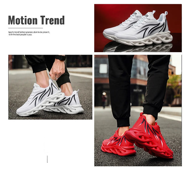 Men's Flame Printed Sneakers Flying Weave Sports Shoes Comfortable Running Shoes Outdoor Men Athletic Shoes