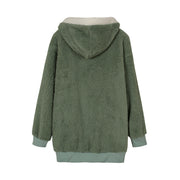 New Style Autumn And Winter Loose Plush Zipper Hooded Jacket Woman