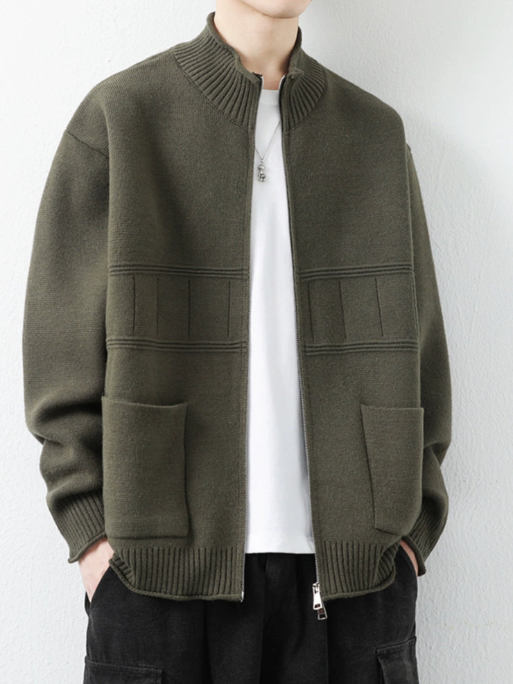 Simple Fashion Brand Casual Stand-up Collar Jacket Sweater Cardigan