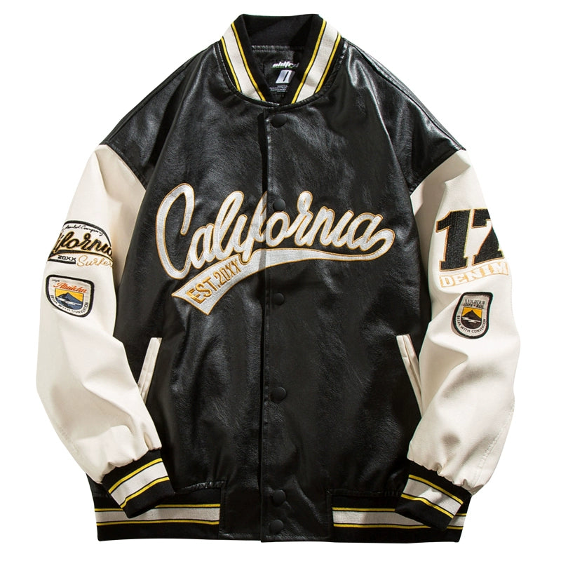 Wukong Goods American Street PU Leather Loose Baseball Uniform