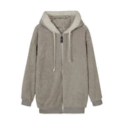 New Style Autumn And Winter Loose Plush Zipper Hooded Jacket Woman