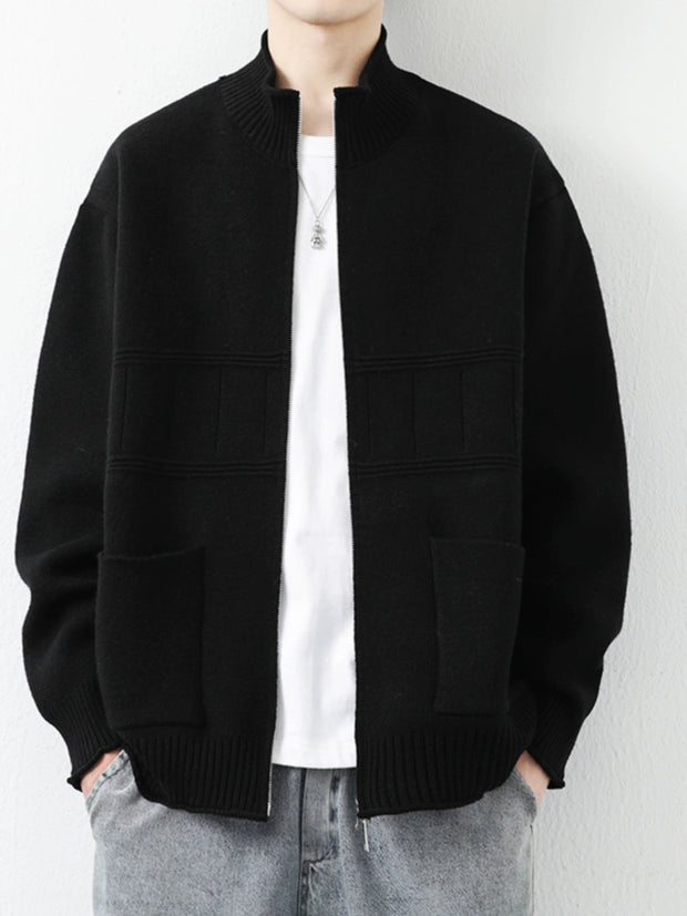 Simple Fashion Brand Casual Stand-up Collar Jacket Sweater Cardigan