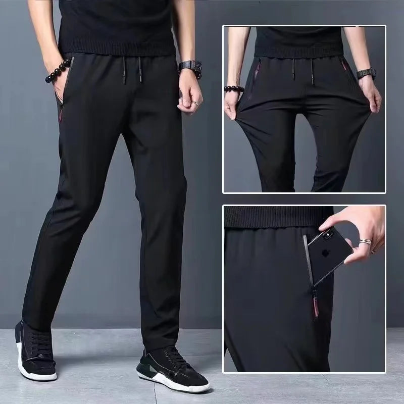 Korean ice silk Jin round thin sports pants