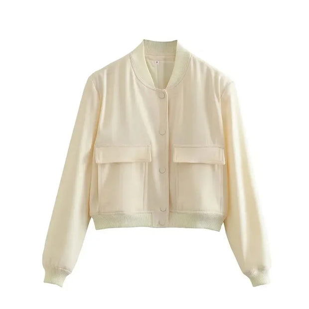 Women's White Bomber Jacket | Coat for Autumn & Winter